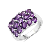 Genuine Amethyst Cluster Ring Silver