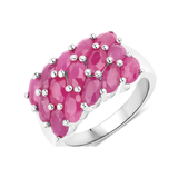 Genuine Pink Ruby Cluster Ring