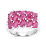 Genuine Pink Ruby Cluster Ring