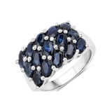 Genuine Blue Sapphire Cluster Ring