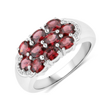 Genuine Rhodolite Garnet Silver Cluster Ring