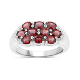 Genuine Rhodolite Garnet Silver Cluster Ring