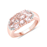 Genuine Morganite Rose Gold Cluster Ring