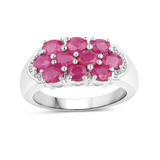 Natural Ruby Silver Cluster Ring