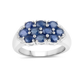 Natural Blue Sapphire Cluster Ring