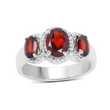 Natural 3 Stone Garnet Ring