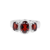 Natural 3 Stone Garnet Ring