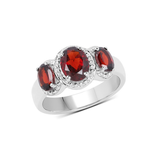 Natural 3 Stone Garnet Ring