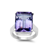 Genuine Purple Amethyst Silver Statement Ring