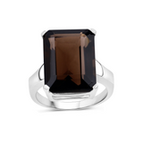 Genuine Brown Smoky Quartz Solitaire Ring