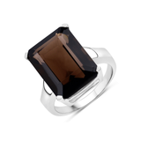 Genuine Brown Smoky Quartz Solitaire Ring