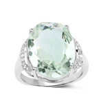 Genuine Green Amethyst Silver Ring