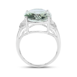 Genuine Green Amethyst Silver Ring