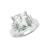 Genuine Green Amethyst Solitaire Ring