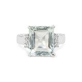 Genuine Green Amethyst Solitaire Ring