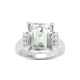 Genuine Green Amethyst Solitaire Ring