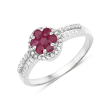 Genuine Red Ruby Halo Ring