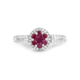 Genuine Red Ruby Halo Ring