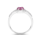 Genuine Red Ruby Halo Ring