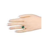 Genuine Zambian Emerald and White Diamond 14K Gold Ring