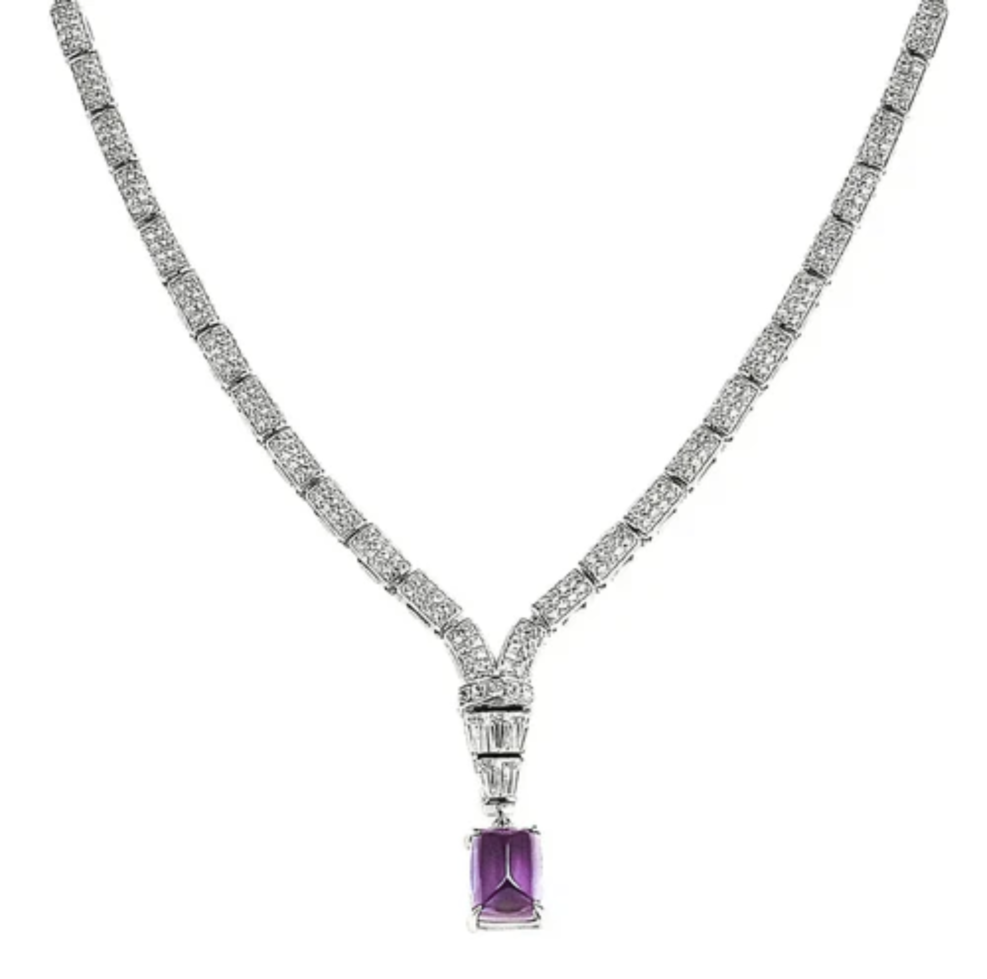 Natural Amethyst Art Deco Necklace