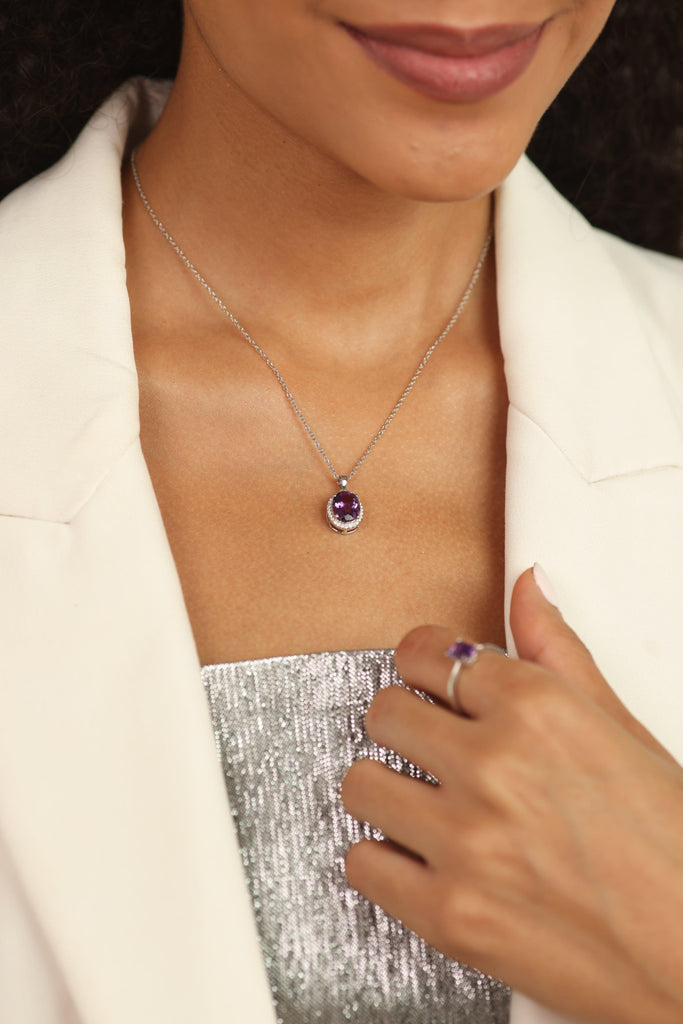 Purple Amethyst Pendant Necklace