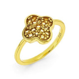 Four Leaf Clover Ring with Citrine Good Luck Ring
