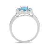 Natural Paraiba Apatite Oval Cluster Halo Ring