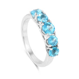 Natural Blue Paraiba Apatite Five Stone Ring