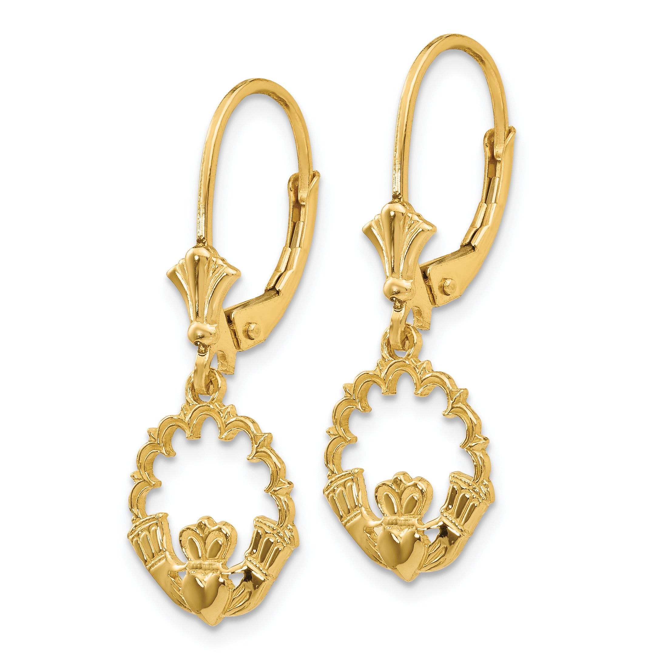 14K Claddagh in Circle Drop & Dangle Earring