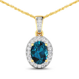 14K Yellow Gold London Blue Topaz Pendant with Diamonds