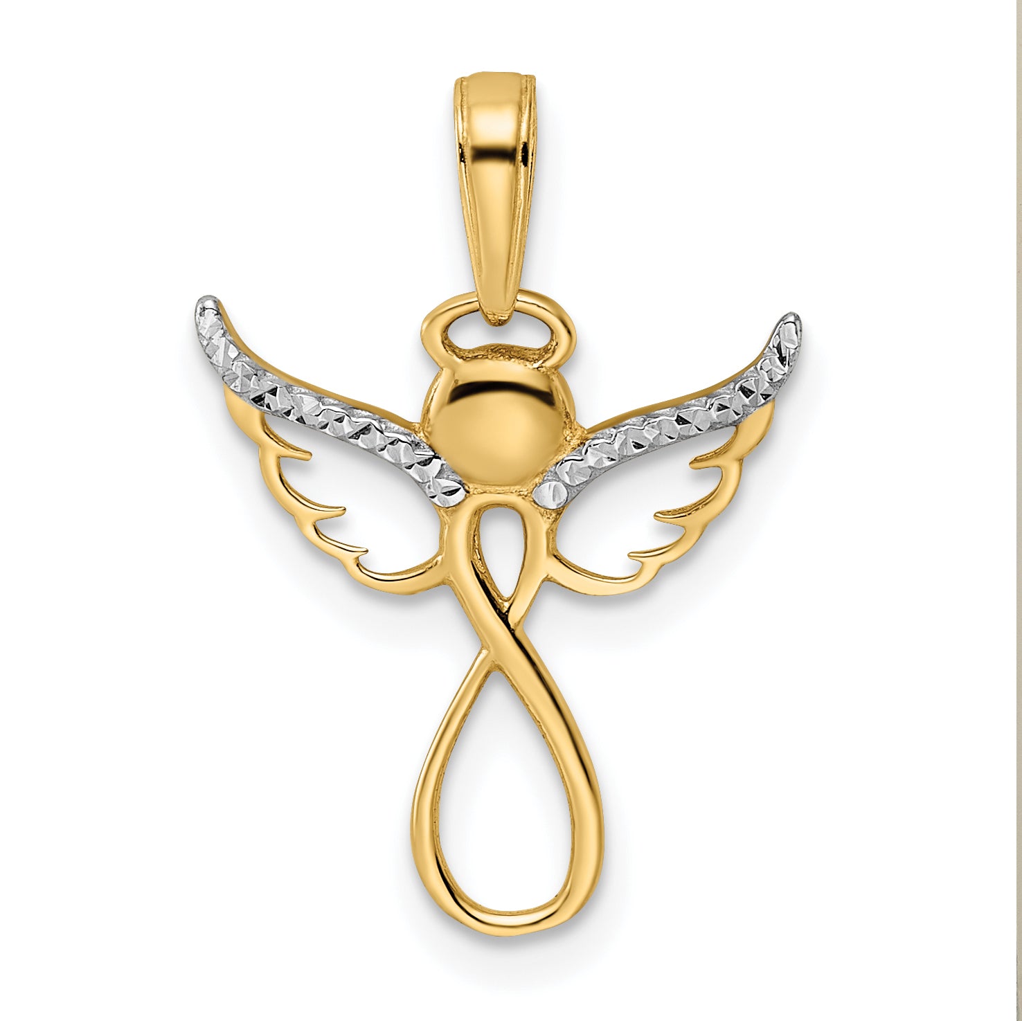 14K Gold Infinity Guardian Angel Pendant