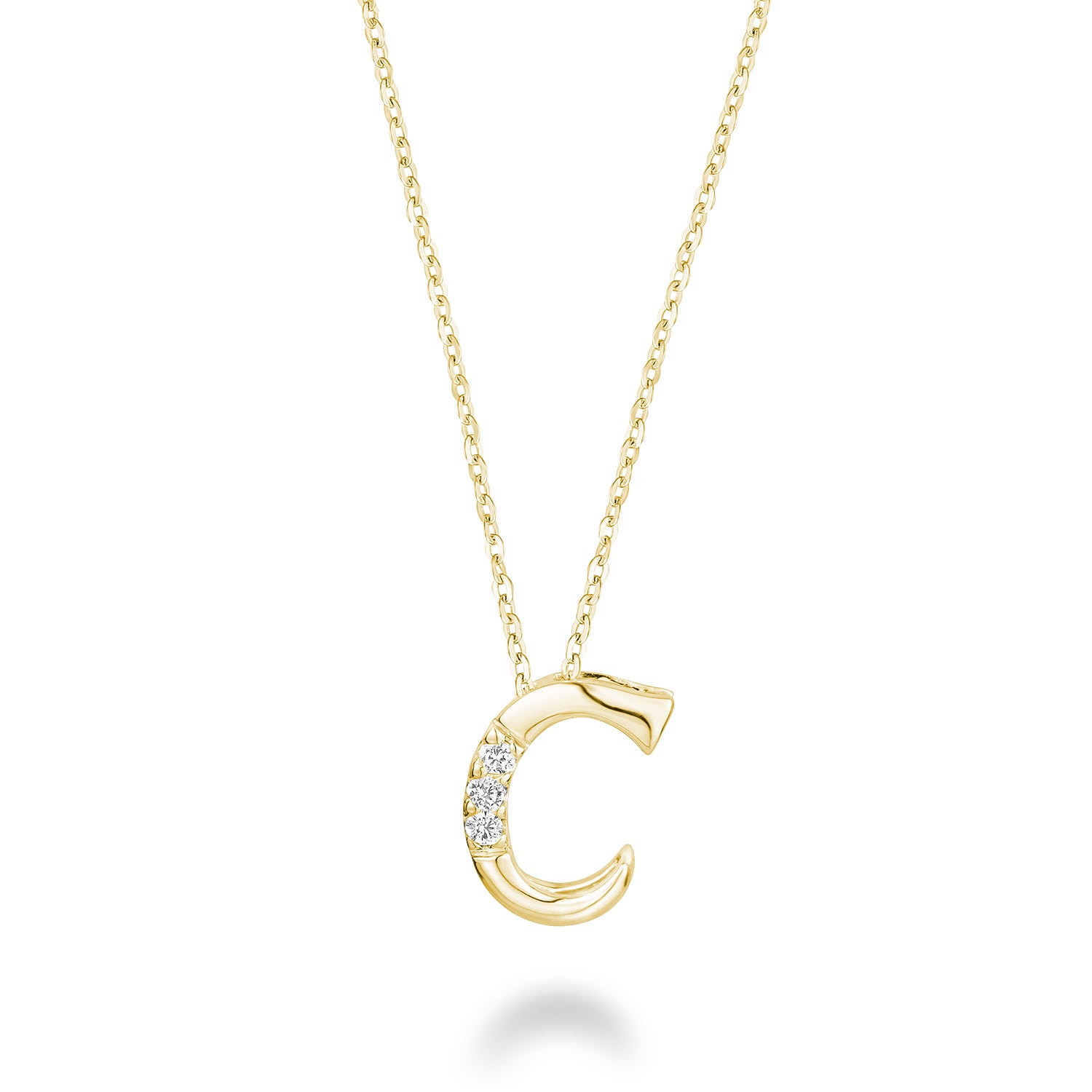 Product Image of Mini Diamond Initials Necklace C Letter Yellow Gold