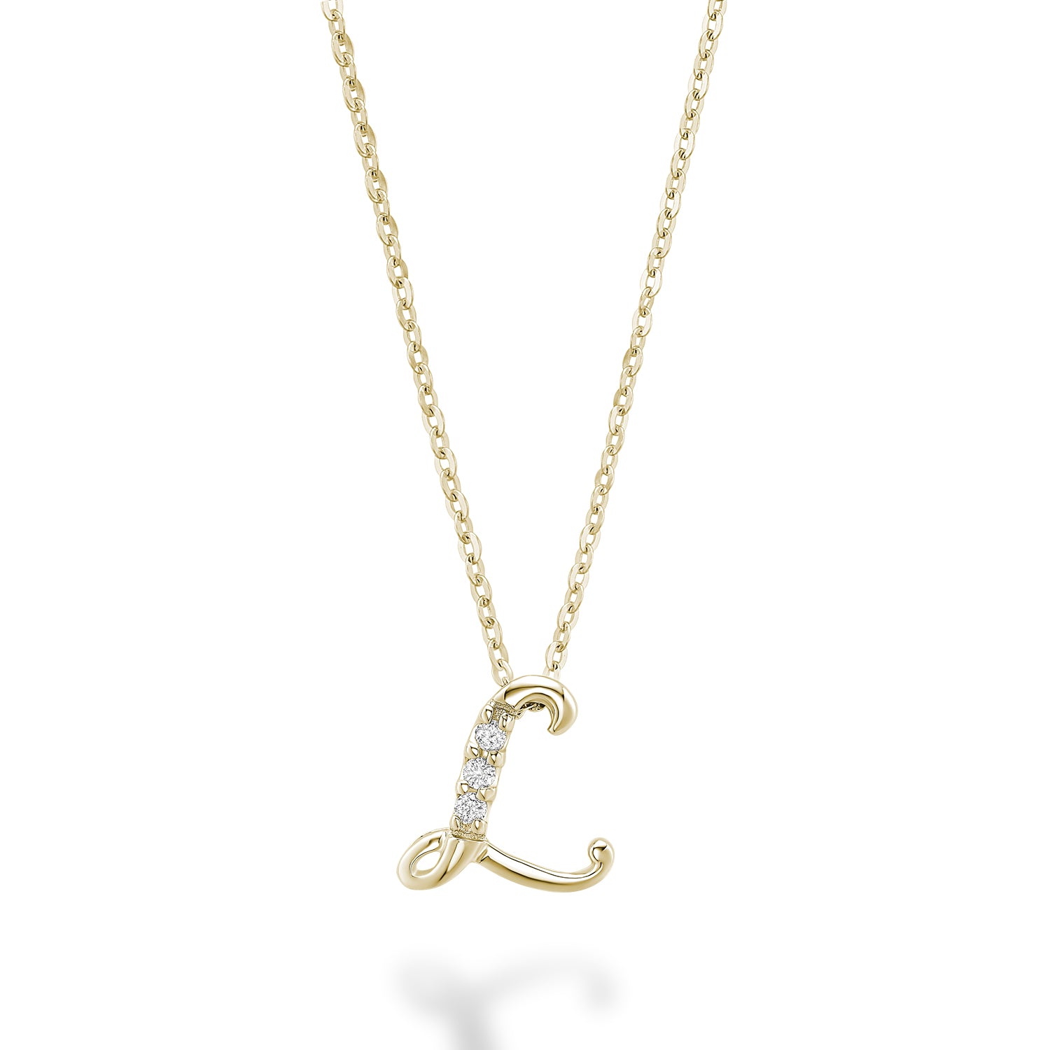 Product Image of Mini Diamond Initials Necklace L Letter Yellow Gold