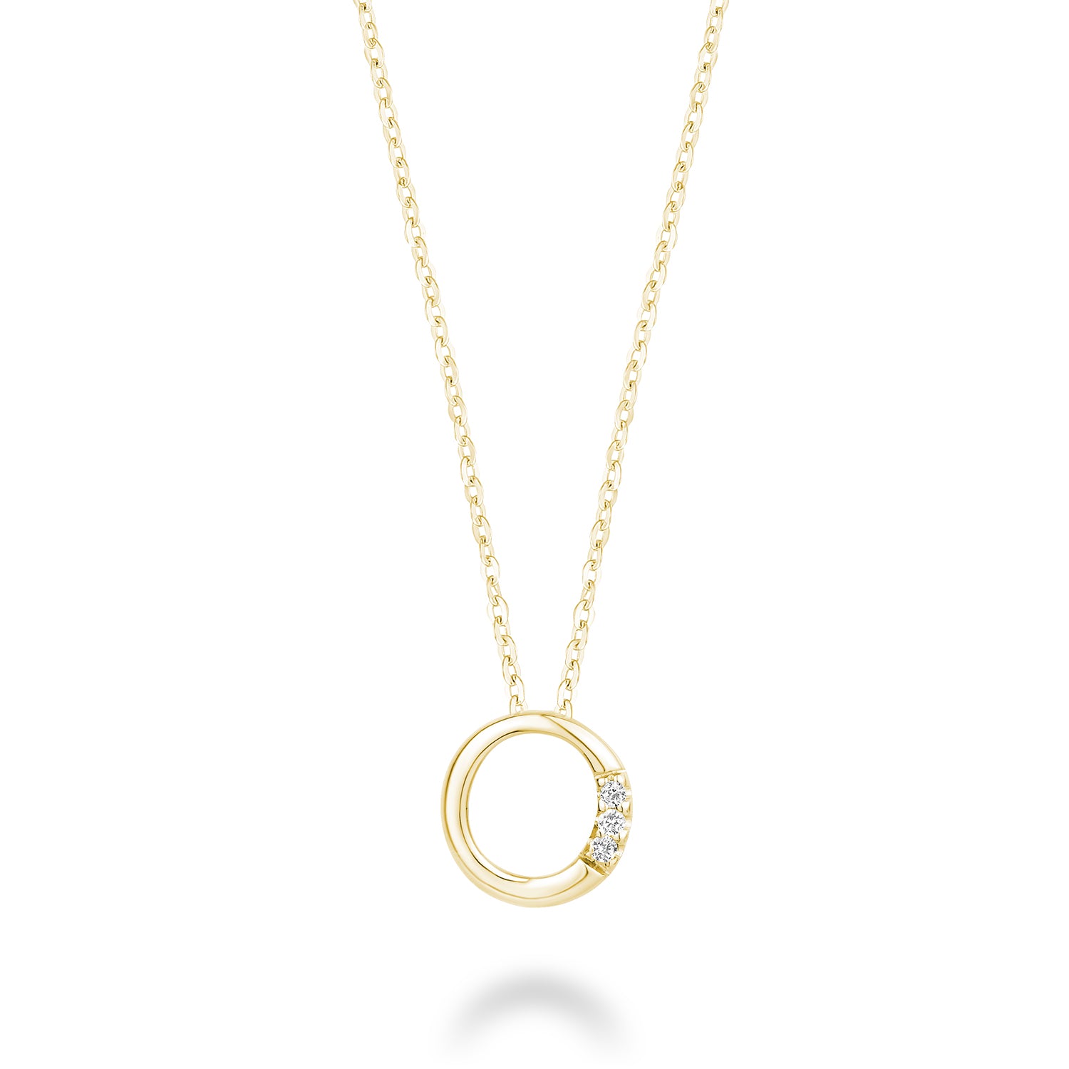 Product Image of Mini Diamond Initials Necklace O Letter Yellow Gold