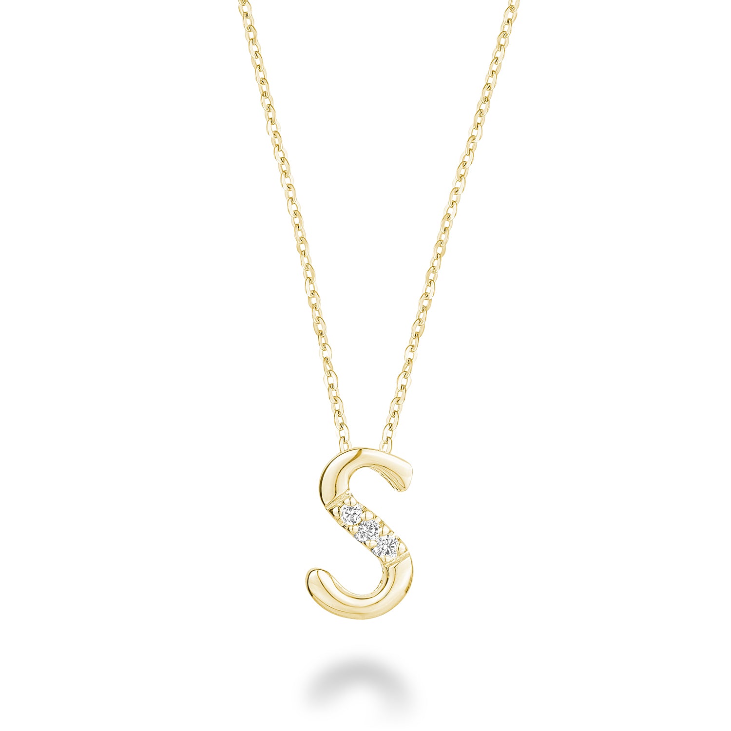 Product Image of Mini Diamond Initials Necklace S Letter Yellow Gold