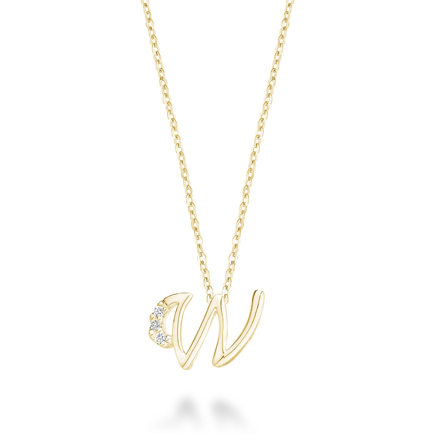 Product Image of Mini Diamond Initials Necklace W Letter Yellow Gold