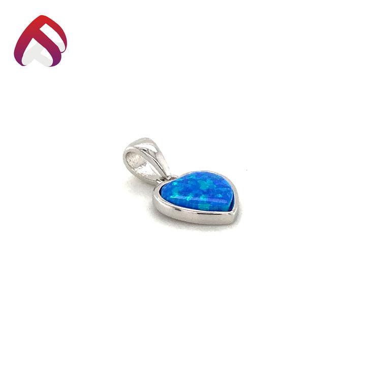 Blue Opal Heart Necklace - FineColorJewels