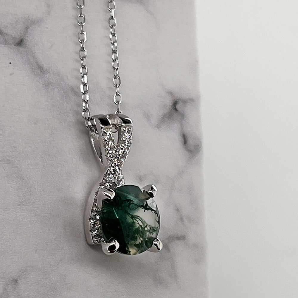 Green Agate Beaded Necklace - Diament