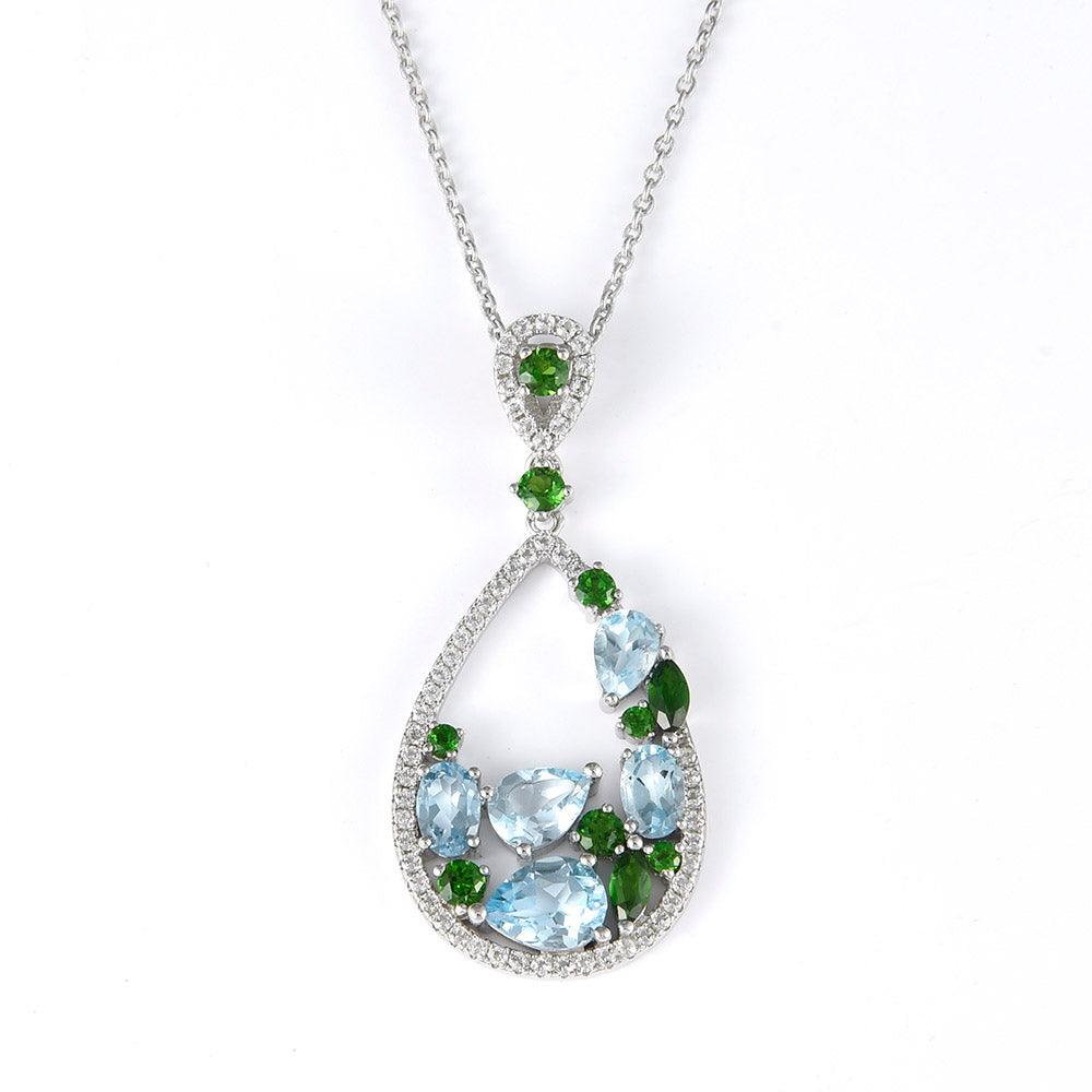 Teardrop Multi-Color Gemstone Pendant Necklace