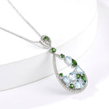Teardrop Multi-Color Gemstone Pendant Necklace - FineColorJewels
