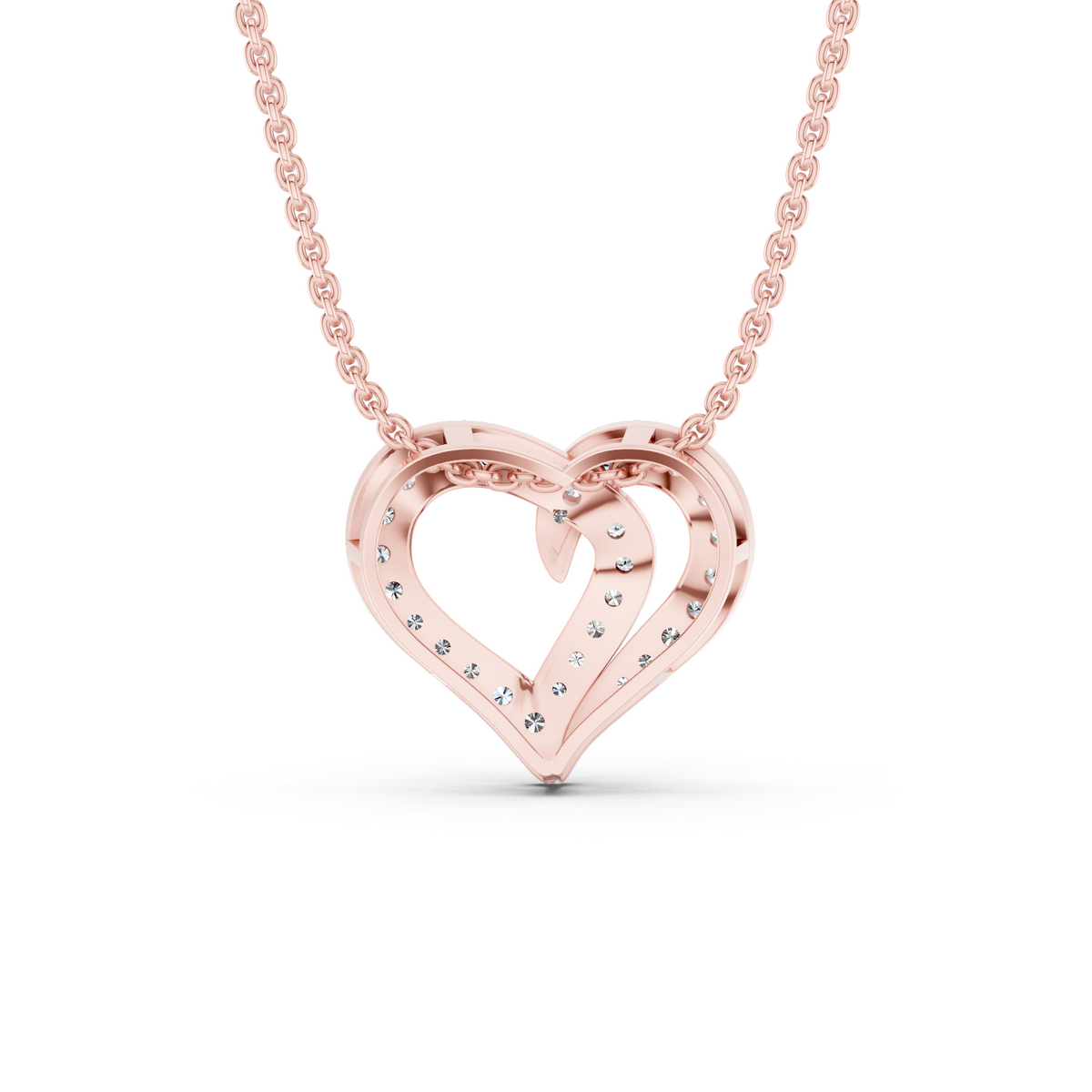 0.64 Cttw Round Lab Grown Diamond 14K Gold Pave Open Heart Pendant Necklace