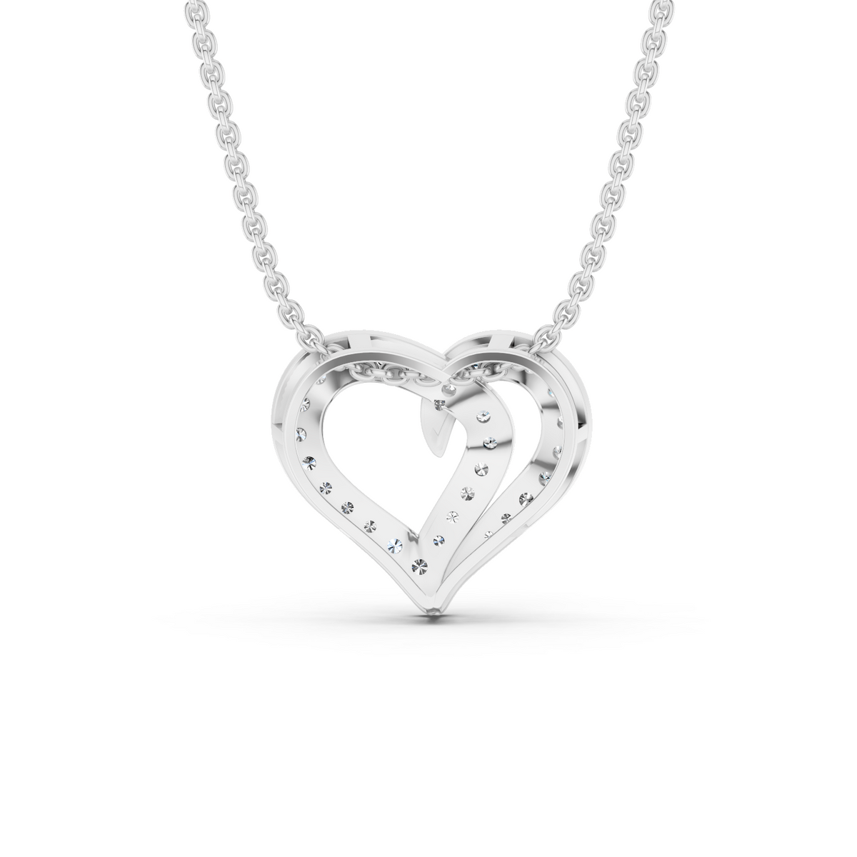 0.64 Cttw Round Lab Grown Diamond 14K Gold Pave Open Heart Pendant Necklace