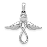 14k White Gold Diamond Infinity Angel Wing Pendant