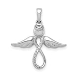 14k White Gold Diamond Infinity Angel Wing Pendant