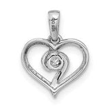 Pendentif torsadé en forme de cœur en or blanc 14 carats