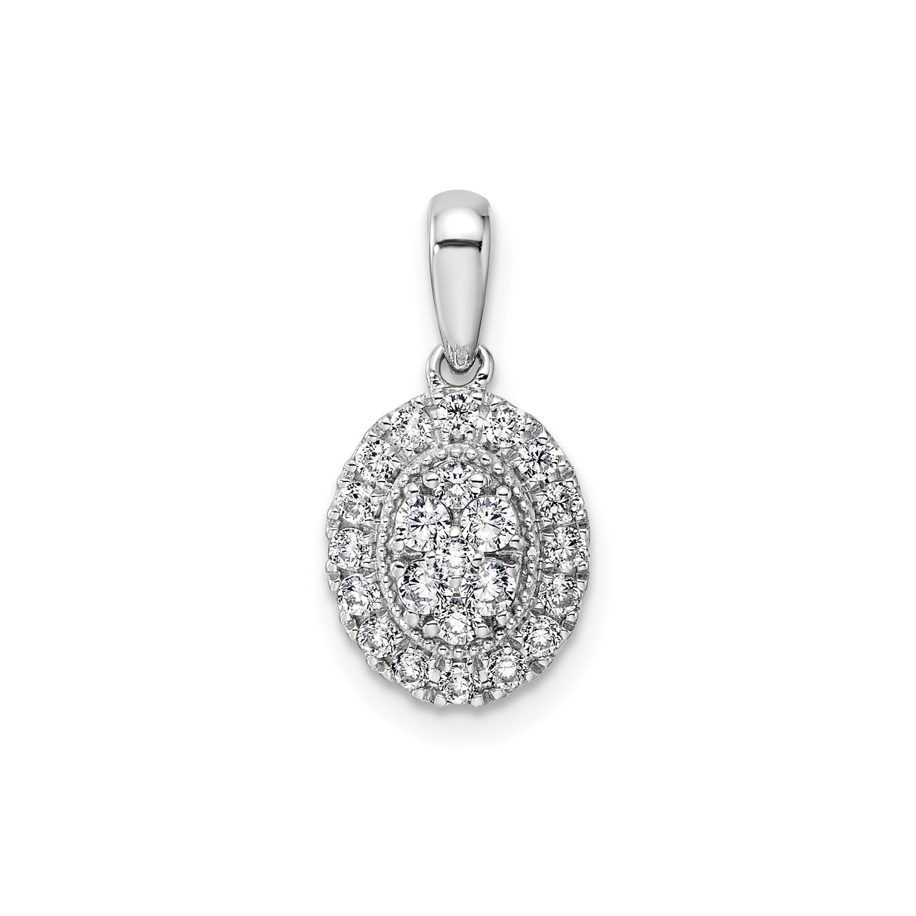 Colgante de oro blanco de 14 quilates con diamantes de laboratorio en racimo ovalado