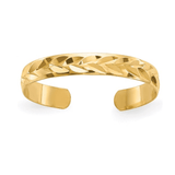 Anillo ajustable para dedo del pie texturizado en oro de 10 quilates