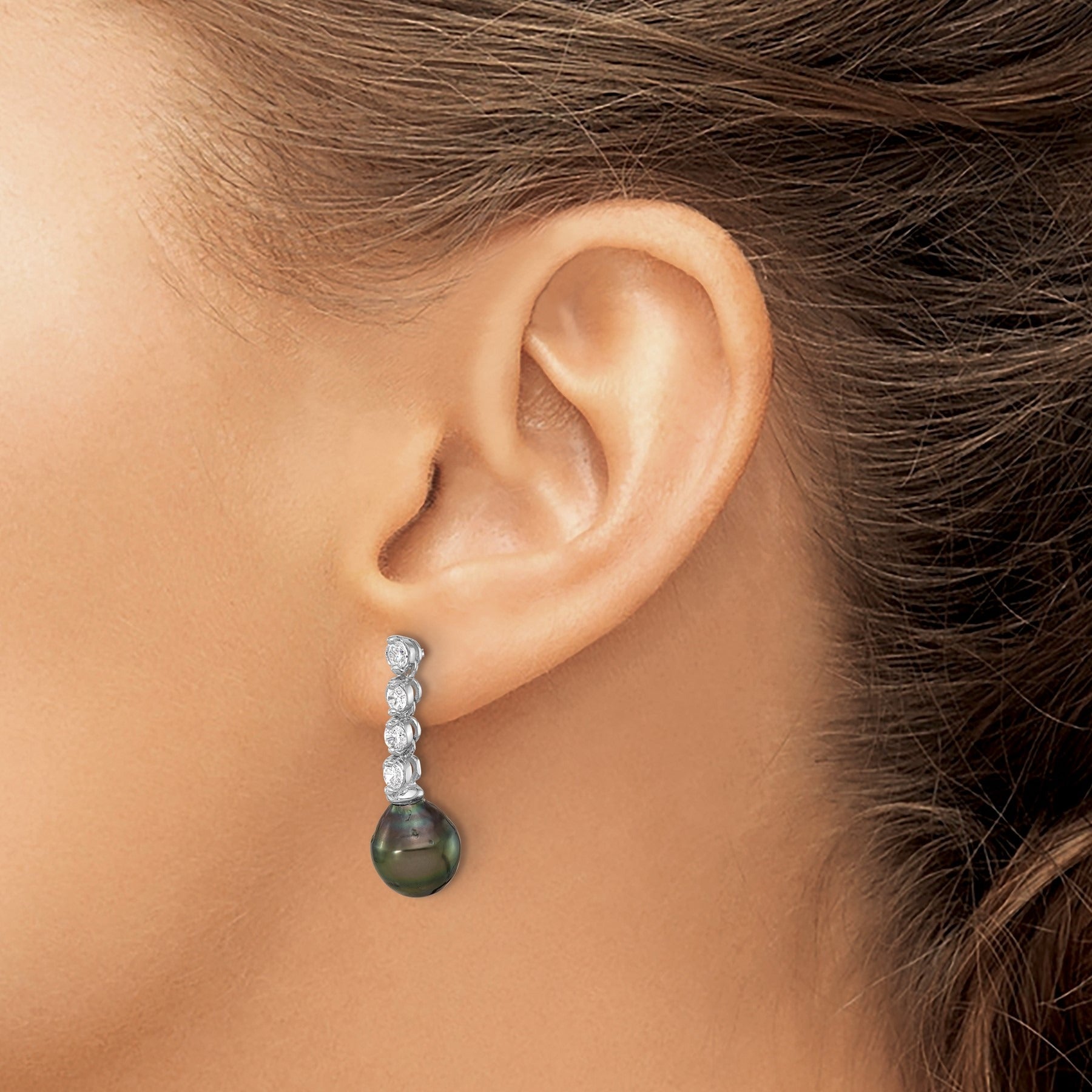 Black Tahitian Pearl Dangle Earrings