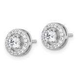 Round Cubic Zirconia Halo Stud Earrings